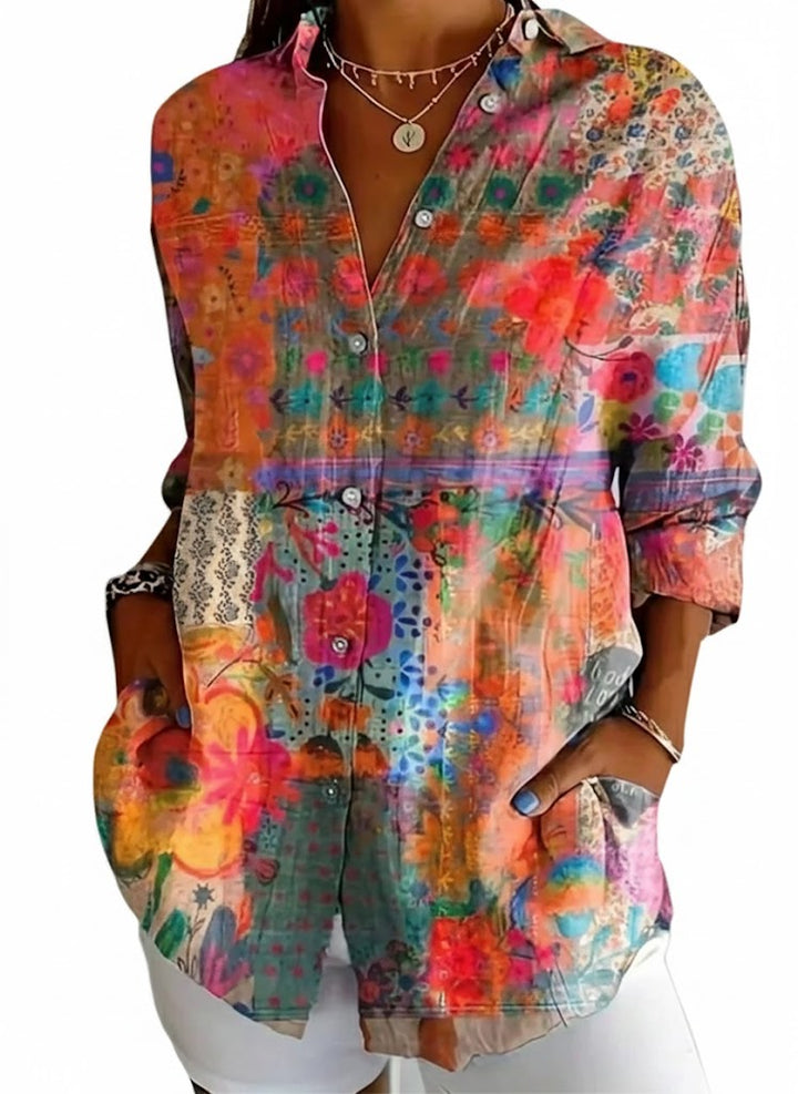 Rina - Blúz színes mintával