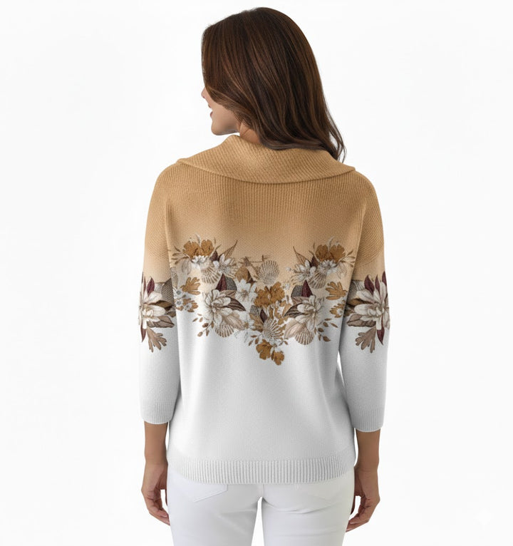 Zuzana - Elegáns kötött pulóver finoman omló dekoltával