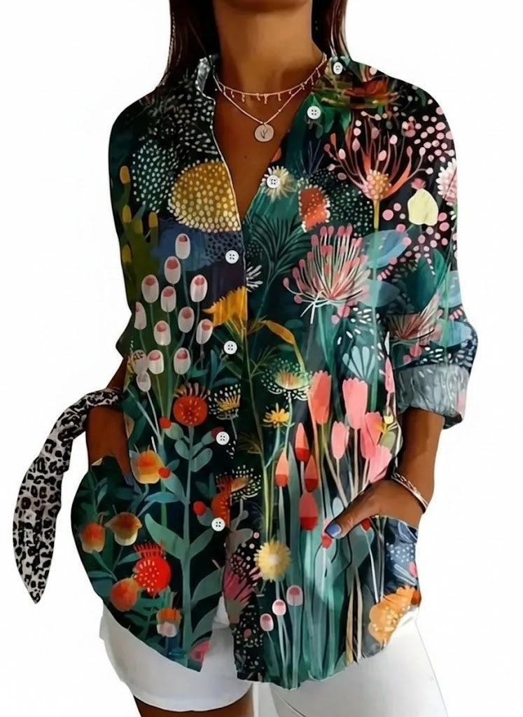 Rina - Blúz színes mintával