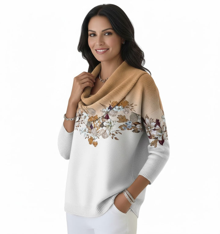 Zuzana - Elegáns kötött pulóver finoman omló dekoltával
