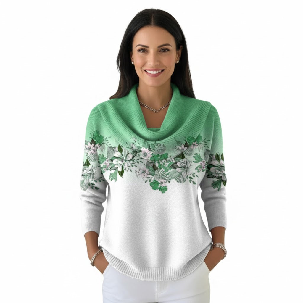 Zuzana - Elegáns kötött pulóver finoman omló dekoltával