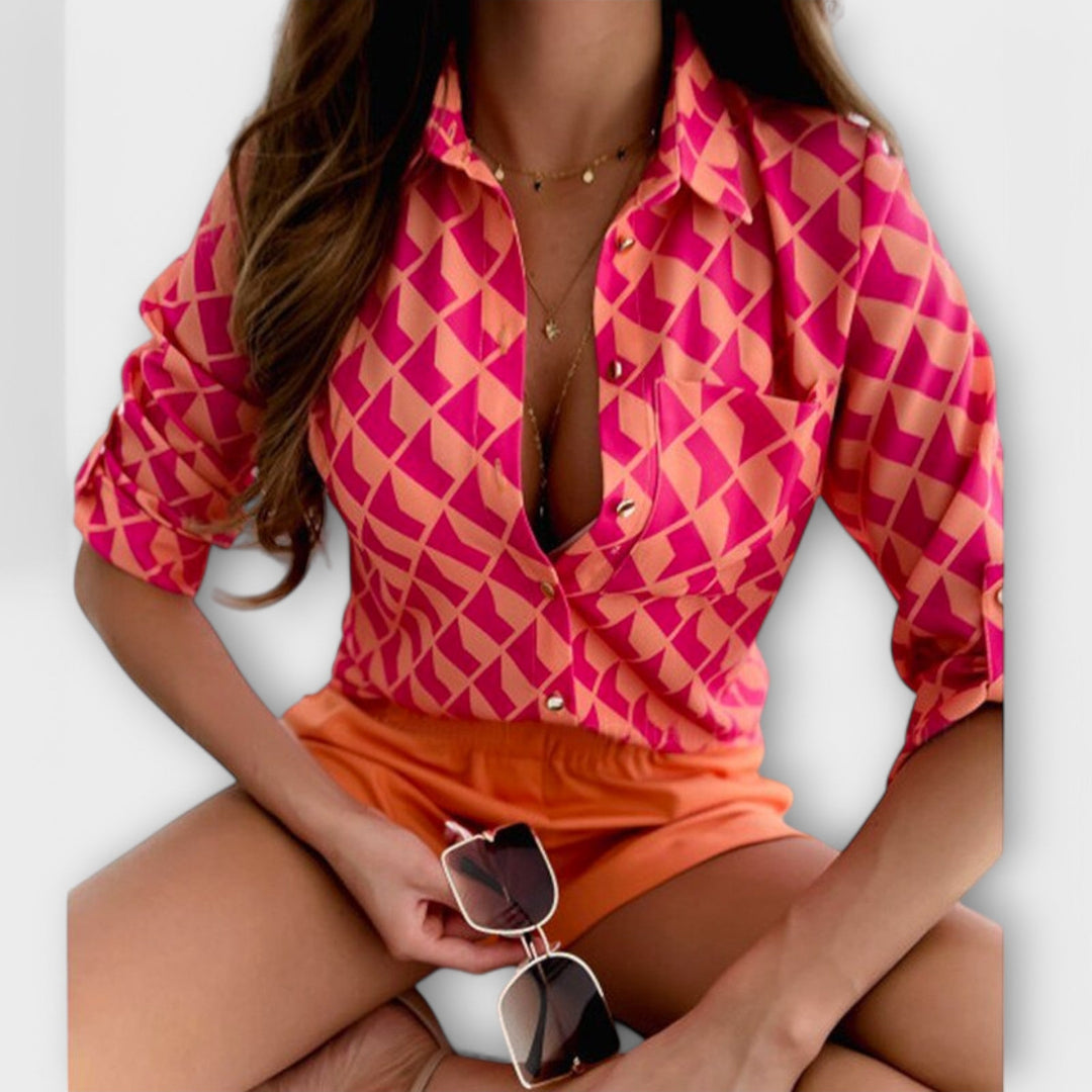 Viktória - Blúz hagyományos gallérral